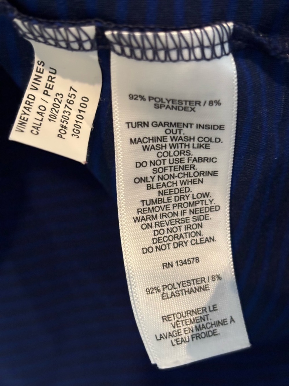 Vineyard Vines Navy Blue Stripe On The Go Sankaty Performance Polo Shirt M 12-14 - Picture 6 of 7